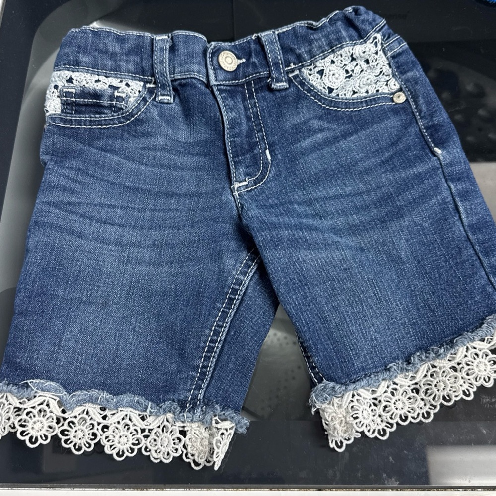 Jordache Floral Lace Denim Jean Shorts